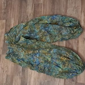 Relaxed Harem Pants in Teal Multi-Color